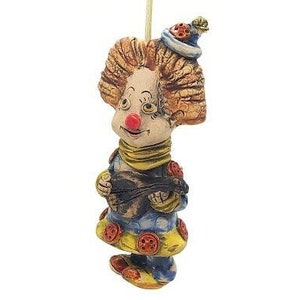 Ceramic Figurine Bell Red Hair Clown,Animals Figurine Ceramic Bell,Home Decor,Handmade Bell,Gift for Kids, Hanger Bell, Pottery Sculpture