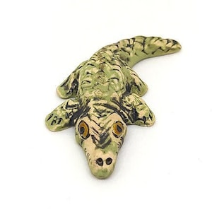 Keramikfigur Krokodil, Alligator, handgemachte Keramik, Tiersammlung, Miniatur, hergestellt in der Ukraine, Tierfigur, Kunstdekor,