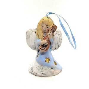 Blue Angel Bell Ceramic Figurine, Made in Ukraine, Ceramic Bell, Handmade Bell, Angel Sculpture, Hanger Bell, Home Decor, Angel Collection
