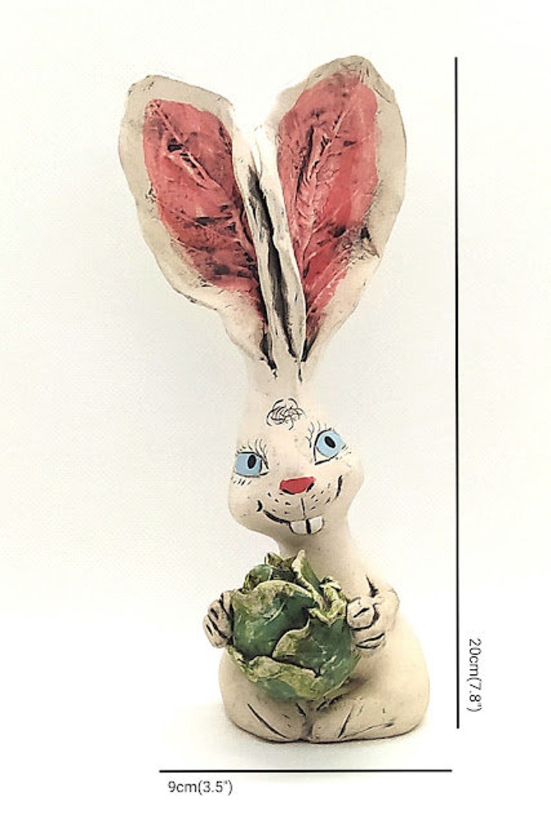 White Rabbit Ceramic Figurine, Bunny, Handmade Pottery Sculpture ...