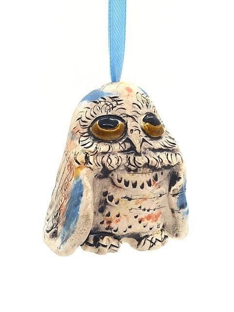 Ceramic Figurine Bell Colourful Owl,Animals Figurine Ceramic Bell,Home Decor,Handmade Bell,Gift for 