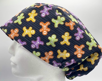 Glow in the Dark Spooky Skeleton  Womens Euro Style Scrub Cap; Surgical Cap; Surgical Hat; OR Cap/Hat