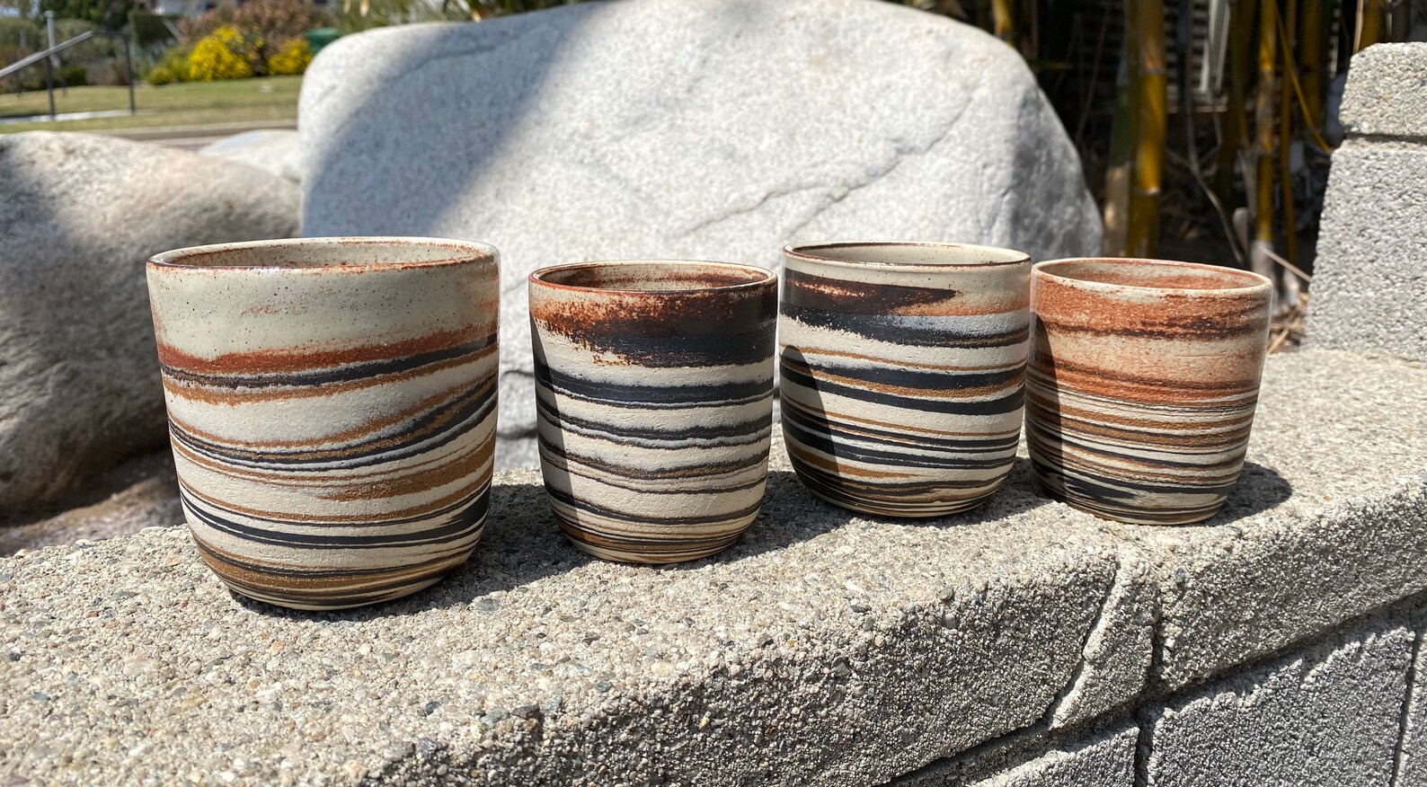 Set of 4 Tumblers Handmade Marbled Clay Etsy