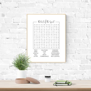 Christian Wall  Art / Word Search/ Fruit of the Spirit / Home Decor / Christian Gifts / Digital Download