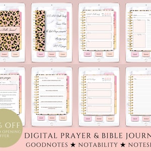 Digital Prayer & Bible Study Journal, Goodnotes Journal, Notability, Digital Aesthetic Stickers, Christian Digital Journal For Women