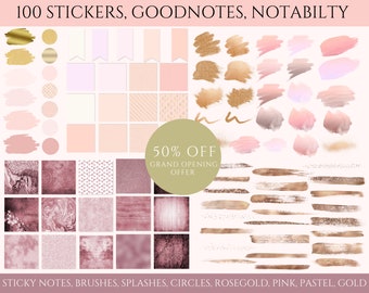 Digital Stickers, Social Media Stickers, Instagram Stickers, iPad Sticky Notes, GoodNotes Stickers, Rose Gold Stickers, Aesthetic Stickers