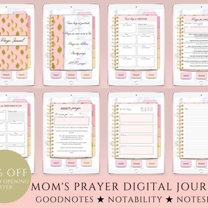 Mom's Digital Prayer Journal, Goodnotes, Notability, Digital Aesthetic Stickers, Christian Digital Journal Notebook For Women