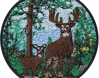 Top deer patch deer fight iron-on patch nature hunting wild 80 x 80 mm