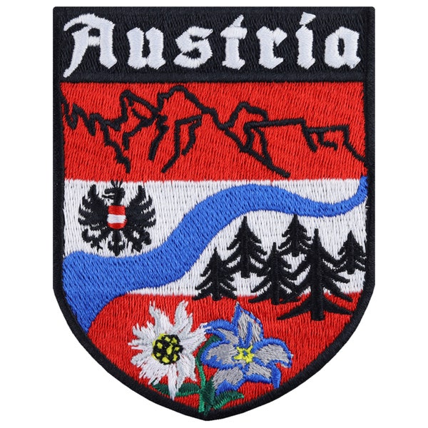 Austria patch Edelweiss iron-on Alpine club patch Wanderlust 70 x 90 mm