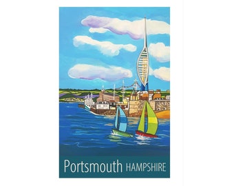 Portsmouth Hampshire travel poster print by Susie West