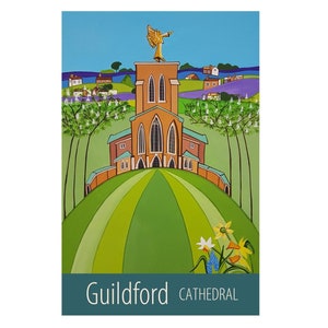 Guildford Cathedral travel poster print by Susie West