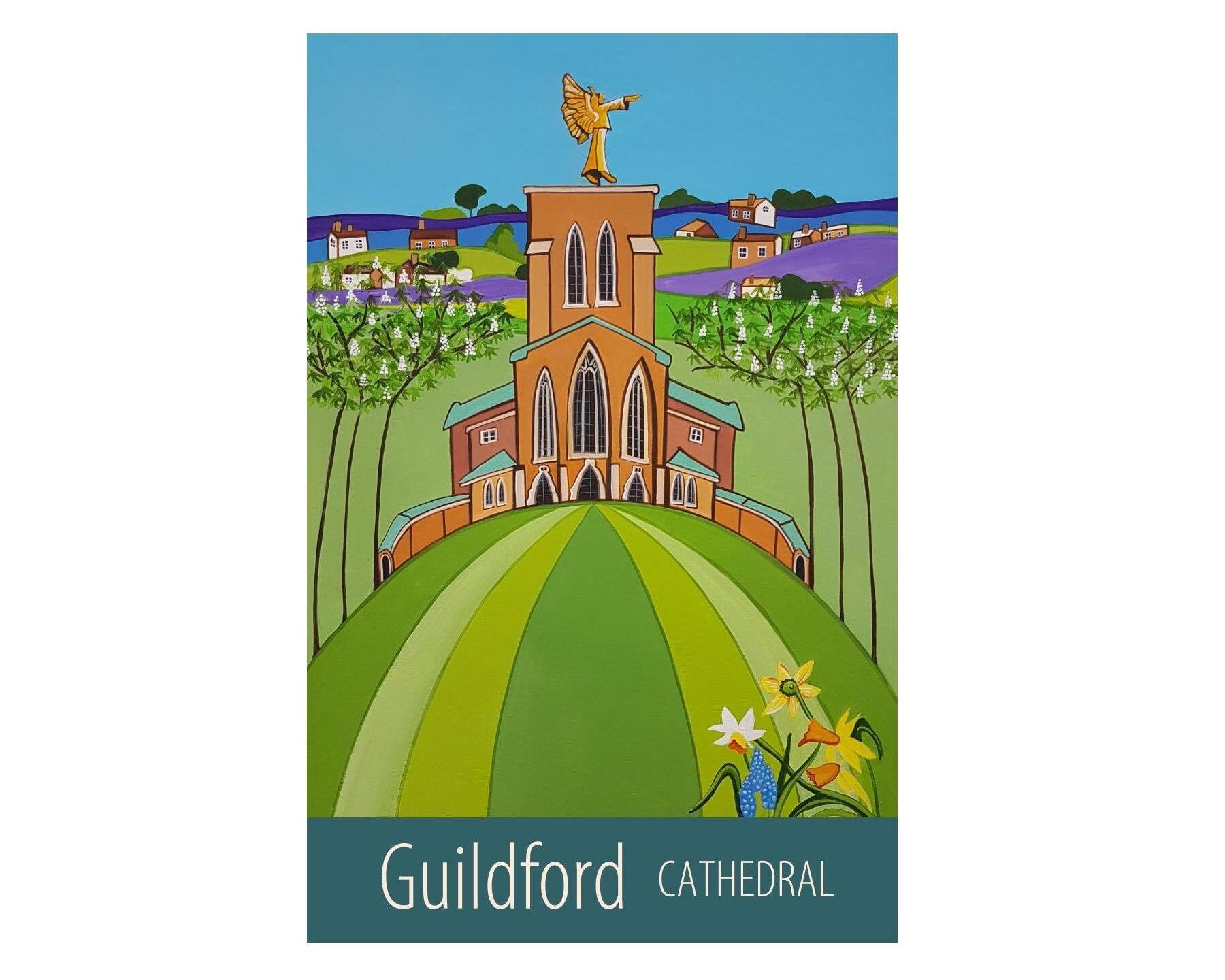 Guildford Cathedral Travel Poster Print by Susie West Etsy UK