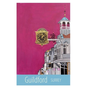 Guildford Surrey travel poster print by Susie West