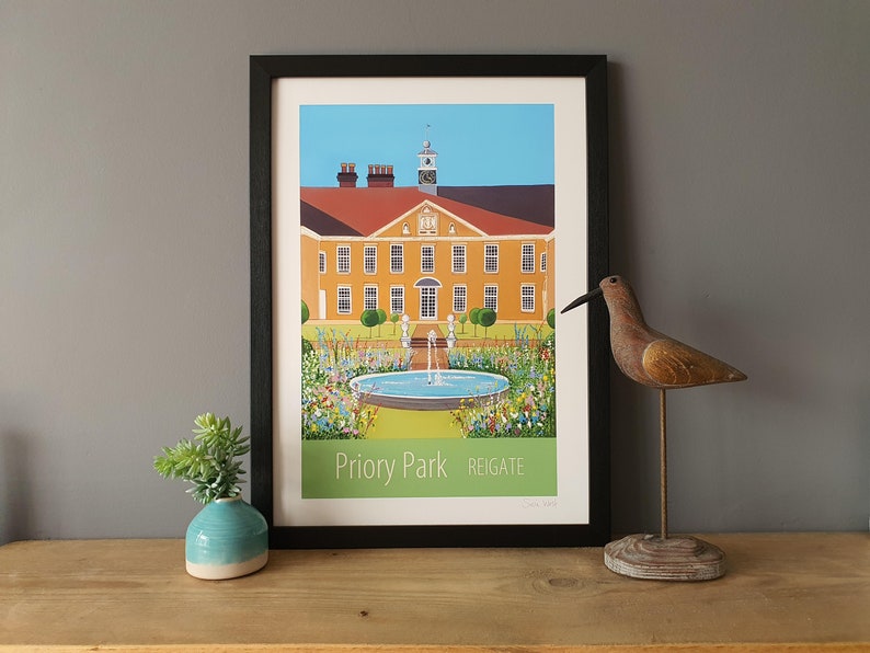 Priory Park Reigate travel poster print by Susie West