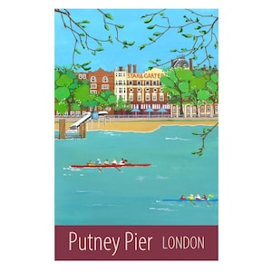Putney Pier travel poster print by Susie West
