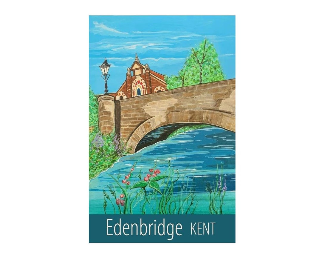 Edenbridge Kent Travel Poster Print by Susie West Signed Wall