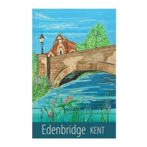 Póster de viaje de Edenbridge Kent impreso por Susie West / impresión de arte mural firmada, Inglaterra, Gran Bretaña, Reino Unido