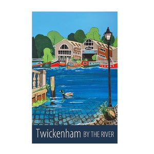 Twickenham by the river travel poster print by Susie West