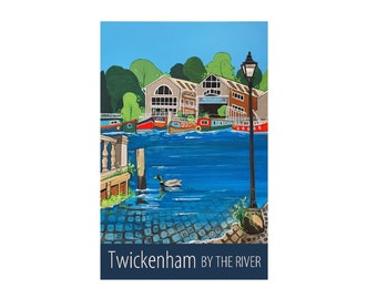 Twickenham by the river travel poster print by Susie West