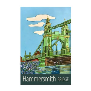 Hammersmith Bridge travel poster print by Susie West