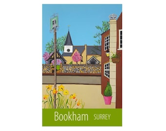 Bookham Surrey travel poster print by Susie West | signed wall art