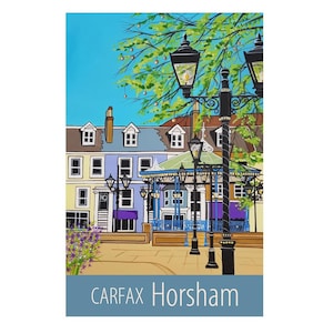 Horsham Carfax travel poster print by Susie West
