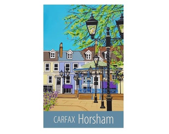 Horsham Carfax travel poster print by Susie West