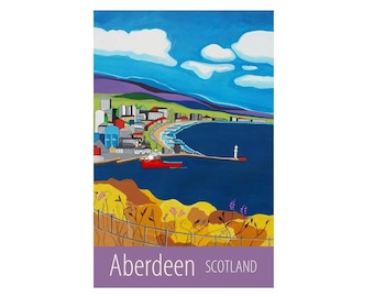 Aberdeen Scotland travel poster print by Susie West | signed wall art