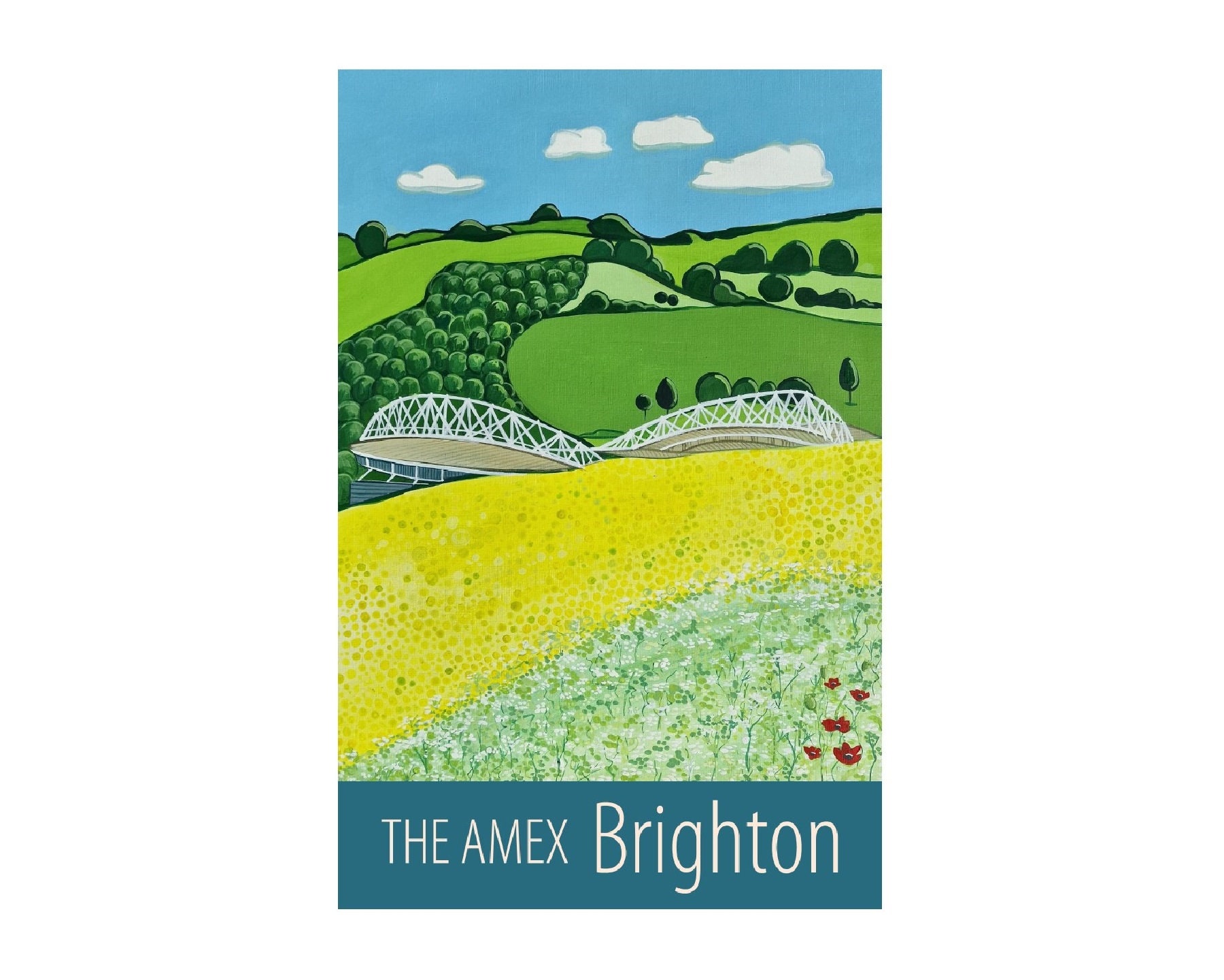 Brighton Amex stadium travel poster print by Susie West