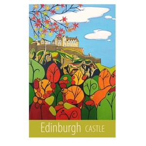 Edinburgh Castle travel poster print by Susie West | signed wall art print, Scotland, Britain, UK