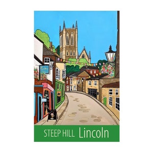 Plakat podróżniczy Steep Hill Lincoln autorstwa Susie West