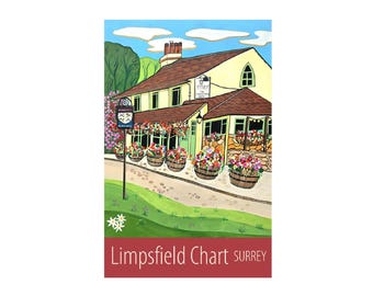 Limpsfield Chart Surrey travel poster print by Susie West