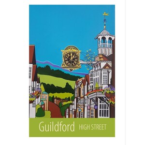 Guildford High Street travel poster print by Susie West