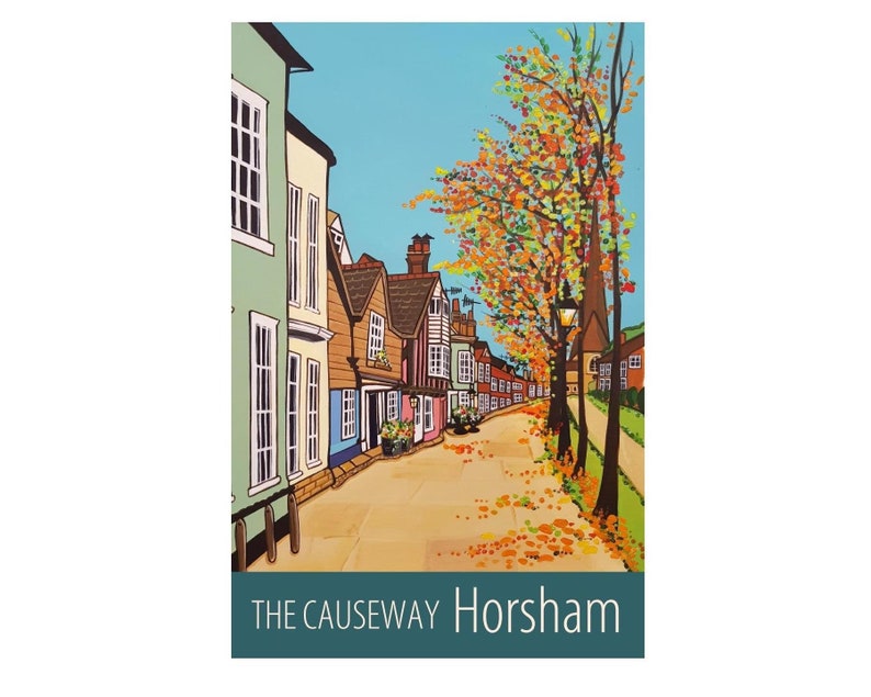 Horsham Causeway Travel Poster Print by Susie West Etsy