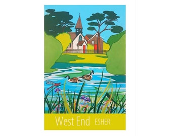 Esher West End travel poster print by Susie West