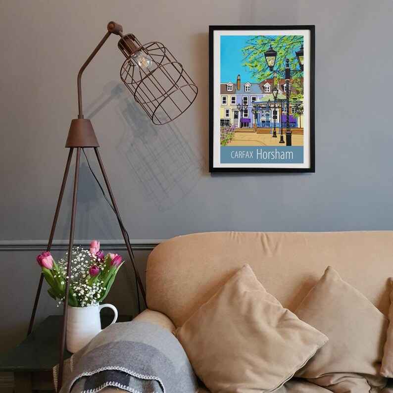 Horsham Carfax travel poster print at A2 size by Susie West