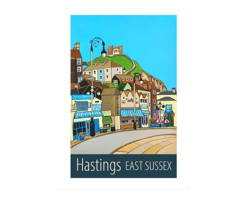 Hastings East Sussex Travel Poster Print by Susie West Etsy