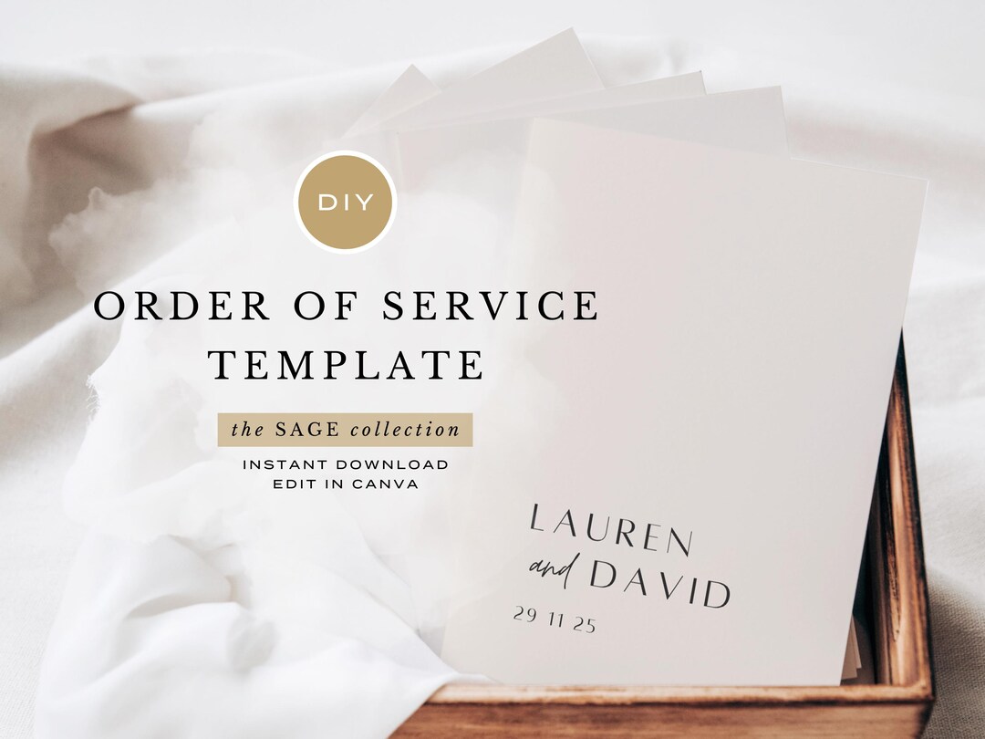 Order of Service Template, Modern Event Program DIY, Editable Program ...
