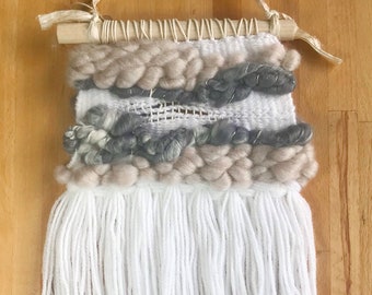 Mink Woven Wall Hanging with hand blended and spun merino wool