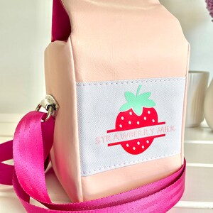 Handmade Juice Box Strawberry Milk Carton purse bag crossbody pink