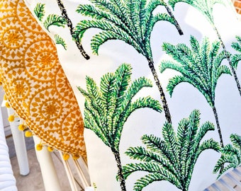 Handmade Coastal Palm Tree Cushion Cover: Buzoku Cotton, 50cm