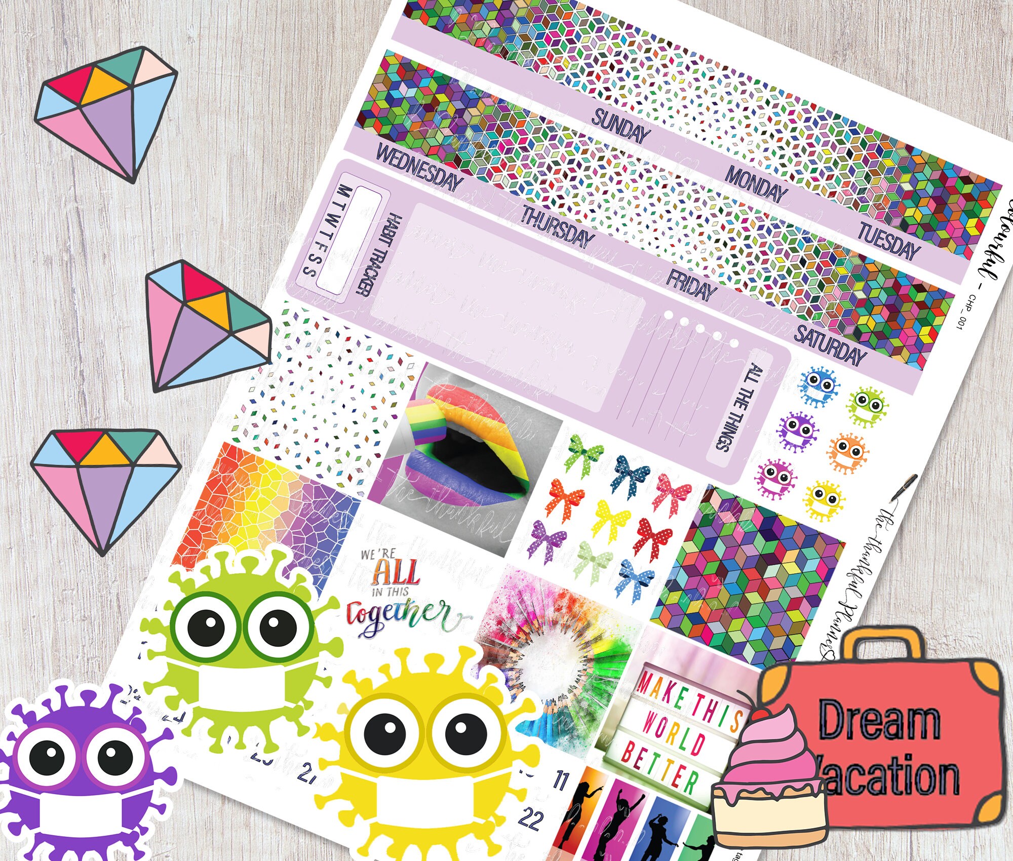 Colourful Mini Happy Planner Printable Planner Stickers | Etsy