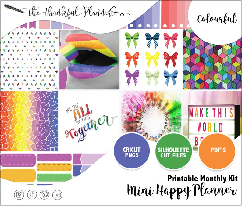 Colourful Mini Happy Planner Printable Planner Stickers - Etsy
