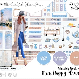 London&#39;s Calling | Mini Happy Planner | Printable Planner Stickers | Planner Printable&#39;s | Dashboard layout | | Cricut | Silhouette