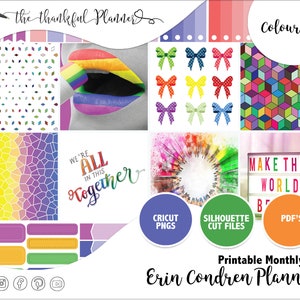 Colourful | Erin Condren | Printable Planner Stickers | Planner Printable&#39;s | Monthly layout | | Cricut | Silhouette