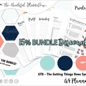 A4 | GTD BUNDLE | Getting Things Done System| Planner Printable&#39;s | PDF | Cricut | Silhouette