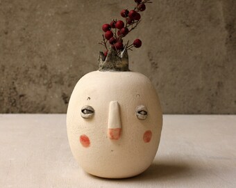 king / Handmade ceramic vase / ceramic face vase / Funny Vase / sculpture