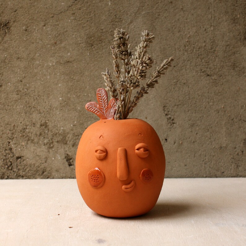 Red face / Handmade ceramic vase / ceramic face vase / Funny Vase / sculpture image 1