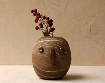 Viti / Handgemachte Keramikvase / Keramik-Gesichtvase / Lustige Vase / Skulptur