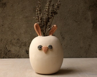 Hase / handgemachte Keramikvase / Keramik-Gesichtvase / Lustige Vase / Skulptur